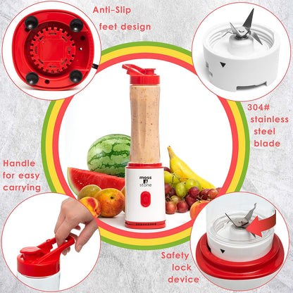 Powerful 20 Oz Single Serve Blender in Stylish White & Red