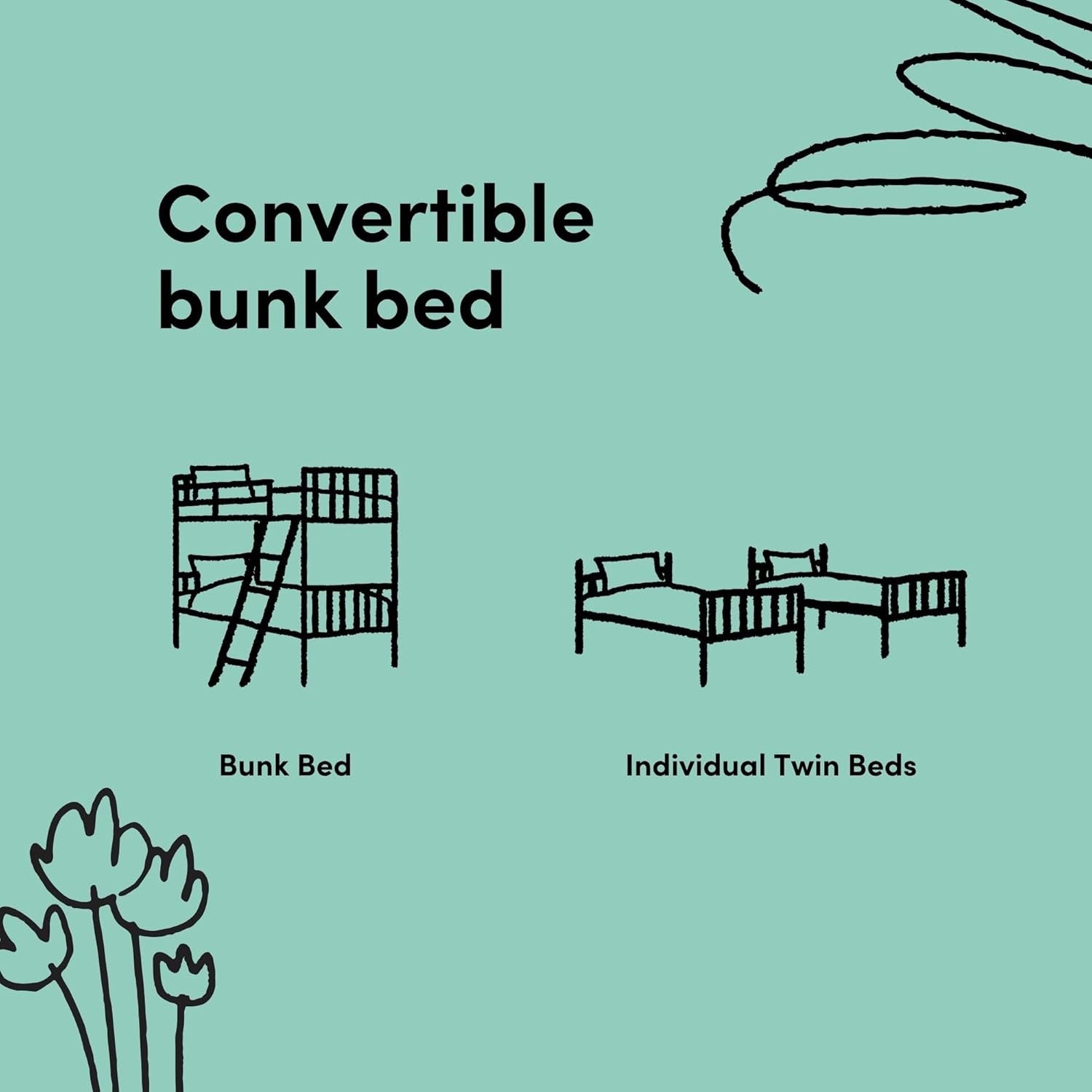 Caribou Twin-Over-Twin Bunk Bed – GREENGUARD Gold Certified Bunk Bed for Kids Bedroom, Converts to 2 Individual Twin Beds, No Box Spring Required (Espresso)