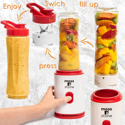 Powerful 20 Oz Single Serve Blender in Stylish White & Red