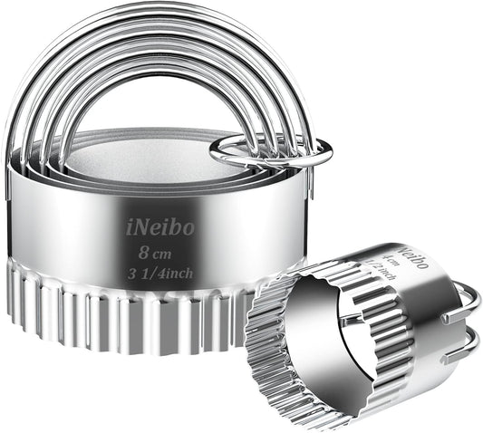 Fluted Edge Biscuit Cutter Set – Perfect Round Cutters for Scones, Pastries, Dumplings, and Fondant Baking