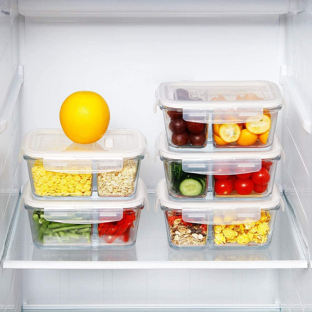 Premium 3-Pack 36Oz Glass Bento Box Meal Prep Containers - 3 Compartment Design, Oven & Microwave Safe, Perfect for Lunch, Meal Prep, and Food Storage
