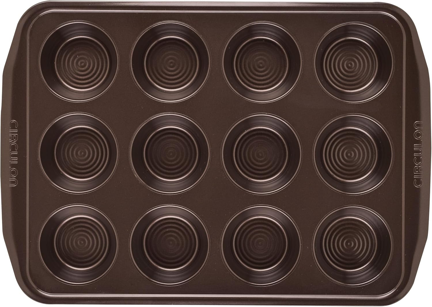 Premium Nonstick 12-Cup Muffin Tin - Durable Steel in Elegant Brown Finish