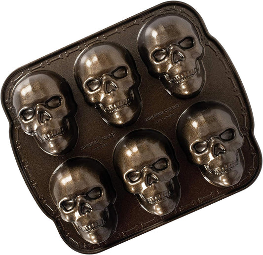 Spooktacular Haunted Skull Cakelet Pan – Perfect for Halloween Baking in Bronze!